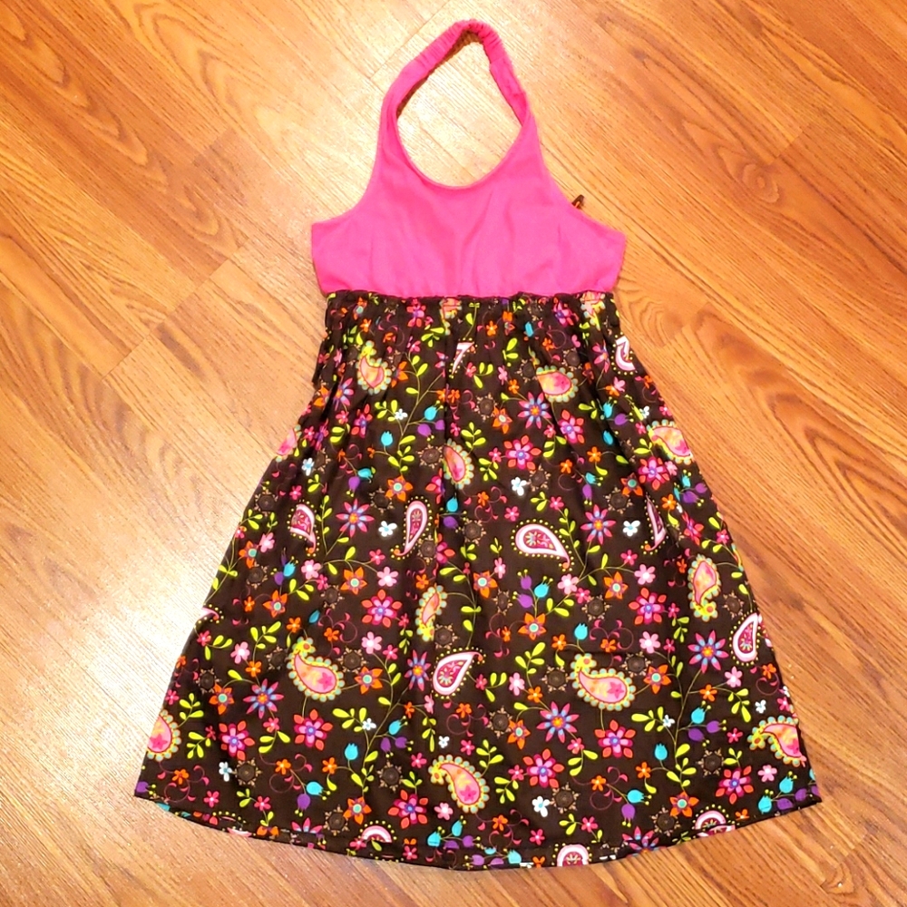 Faded Glory Pink and Brown Flower Dress (Size 10)